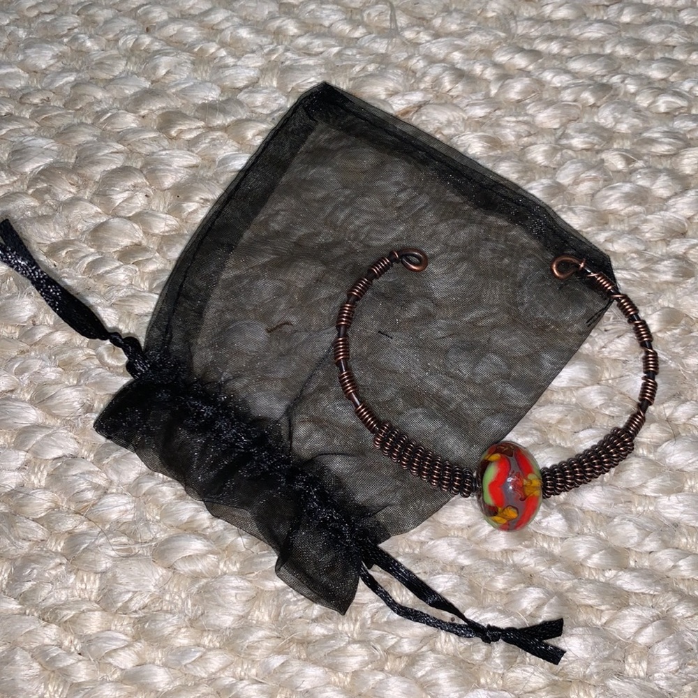 DONATED Handmade Wire Bracelet with Blown Glass